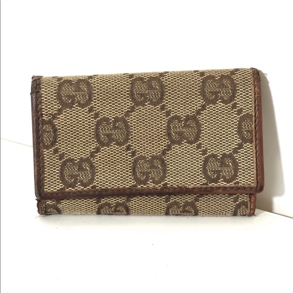 Authentic Gucci GG Brown key case holder